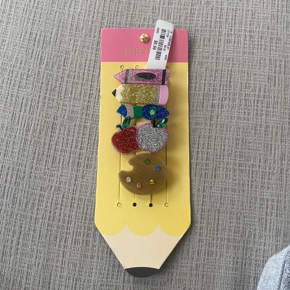 Back to school glitter Piper K hair clips/barrettes